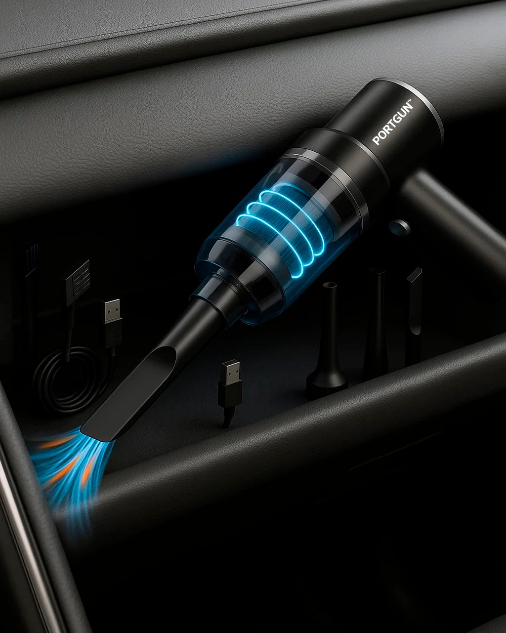 PortGun™ 9000 Pa Suction Power Rechargeable 3 in 1 Wireless Car Vacuum Gun