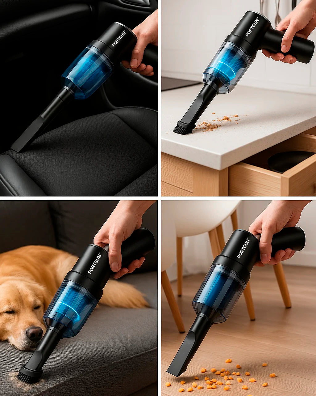 PortGun™ 9000 Pa Suction Power Rechargeable 3 in 1 Wireless Car Vacuum Gun