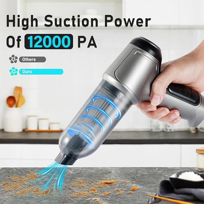 PortGun™ 12000 Pa Upgraded Technology Rechargeable 4 in 1 Wireless Car Vacuum Gun