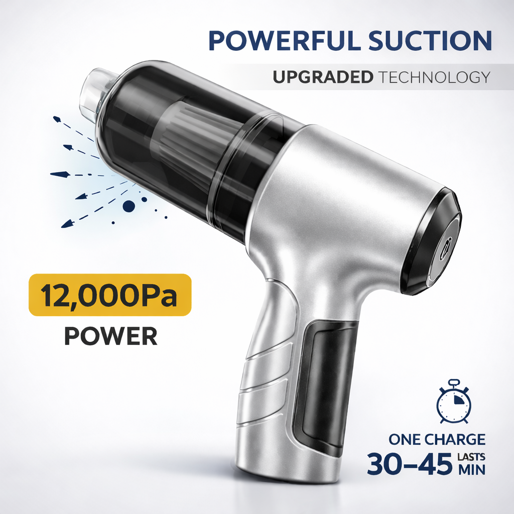 PortGun™ 12000 Pa Upgraded Technology Rechargeable 4 in 1 Wireless Car Vacuum Gun
