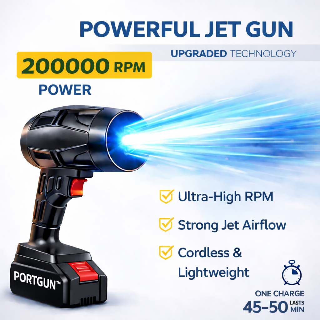 PORTGUN™ 200000 RPM Rechargeable Cordless Jet Gun For Cleaning Cars, Homes & Outdoor Space