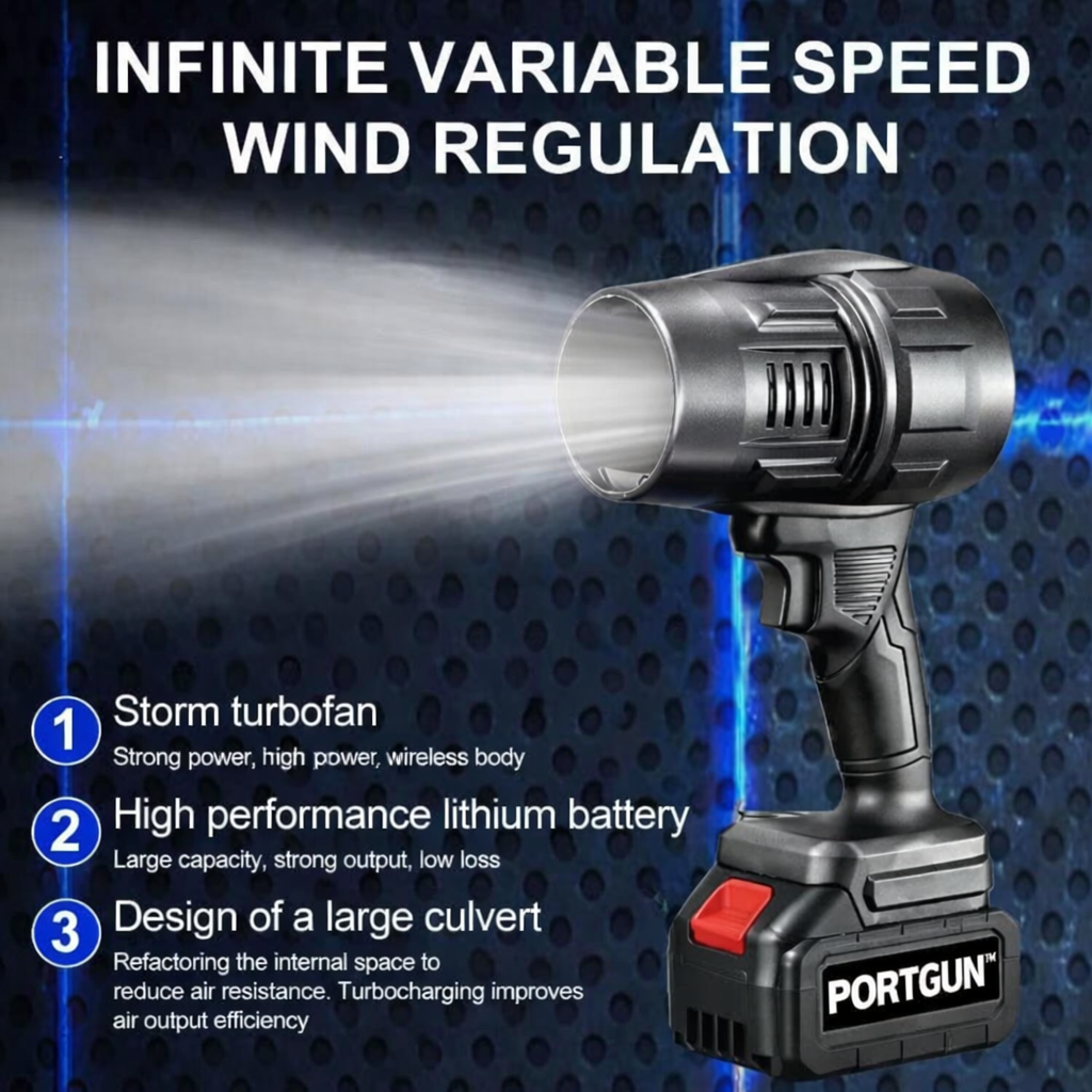 PORTGUN™ 200000 RPM Rechargeable Cordless Jet Gun For Cleaning Cars, Homes & Outdoor Space