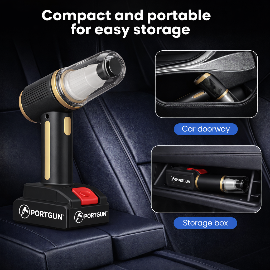 PortGun™ 21000 Pa Suction Power 4 in 1 Rechargeable Wireless Car Vacuum Cleaner & Blower