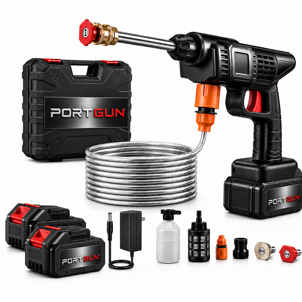 PORTGUN™ PRO Portable Pressure Washer | 2 Batteries | Free Travel Case