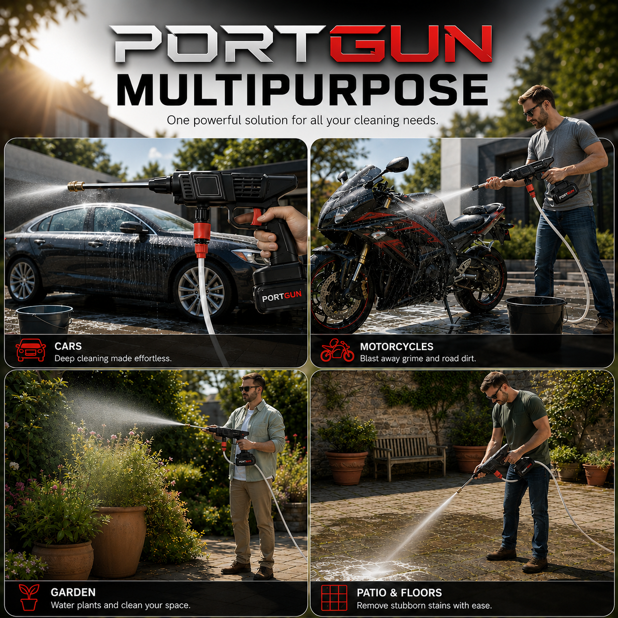 PORTGUN™ PRO Portable Pressure Washer | 2 Batteries | Free Travel Case