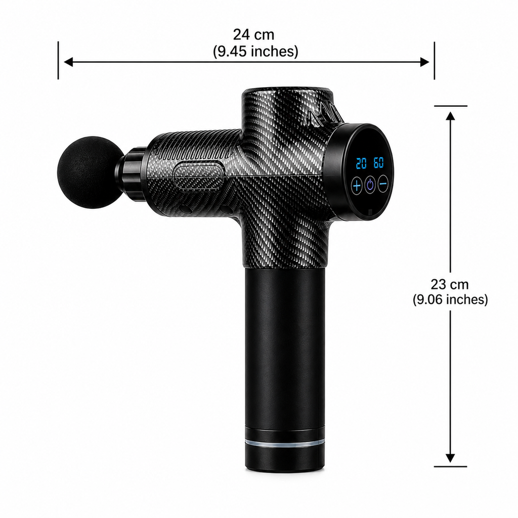 PORTGUN™ PRO Deep Tissue Massage Gun – Carbon Fibre, High Power Muscle Recovery