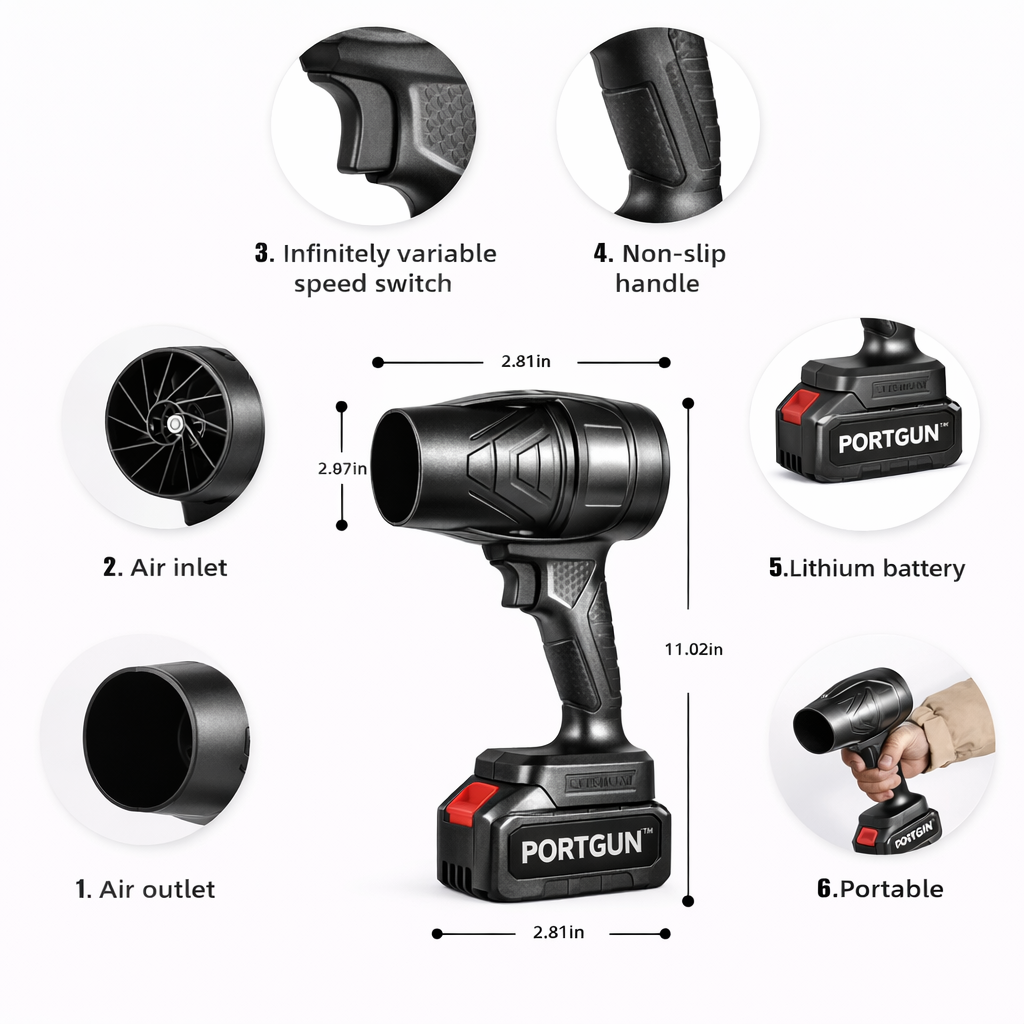 PortGun™ 200000 RPM Rechargeable Cordless Jet Gun For Cleaning Cars, Homes & Outdoor Spaces