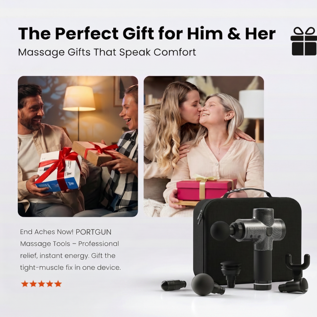 PORTGUN™ PRO Deep Tissue Massage Gun – Carbon Fibre, High Power Muscle Recovery