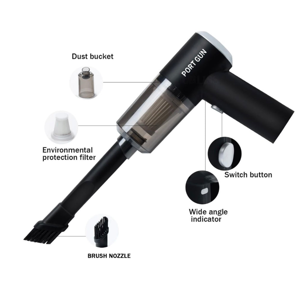 PortGun™ 9000 Pa Suction Power Rechargeable 3 in 1 Wireless Car Vacuum Gun